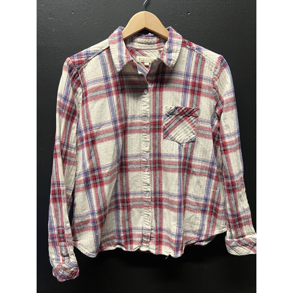 Stetson Women's Large Flannel Plaid Button Up Shirt Long Sleeve
